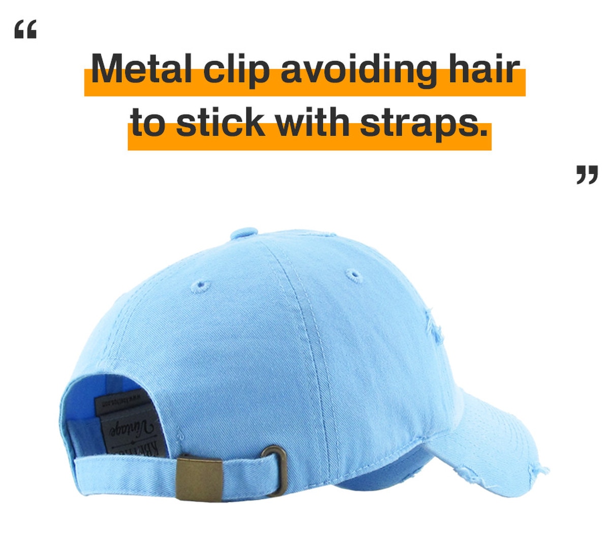 Sky Blue Distressed Vintage Baseball Cap Back Side View